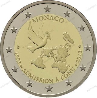 🇲🇨 MÓNACO MONEDA 2€ DOS EUROS 2013 ONU
