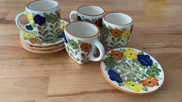 juego café artesanal pintado a mano