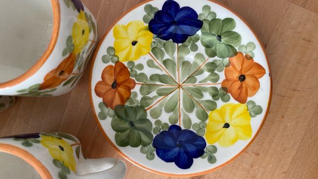 juego café artesanal pintado a mano