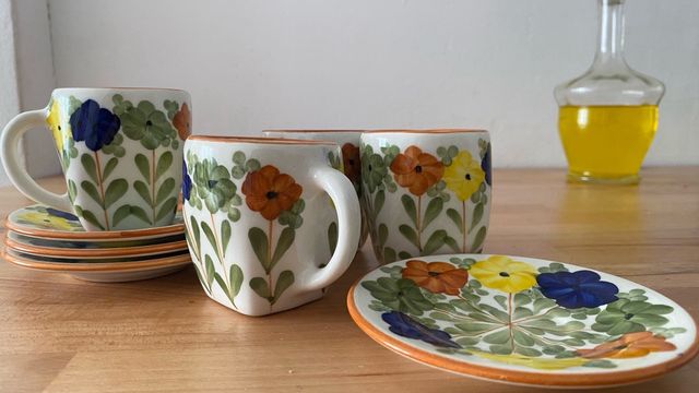 juego café artesanal pintado a mano