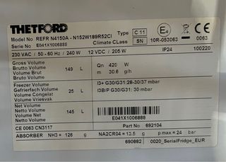 Nevera autocaravana thetford trivalente