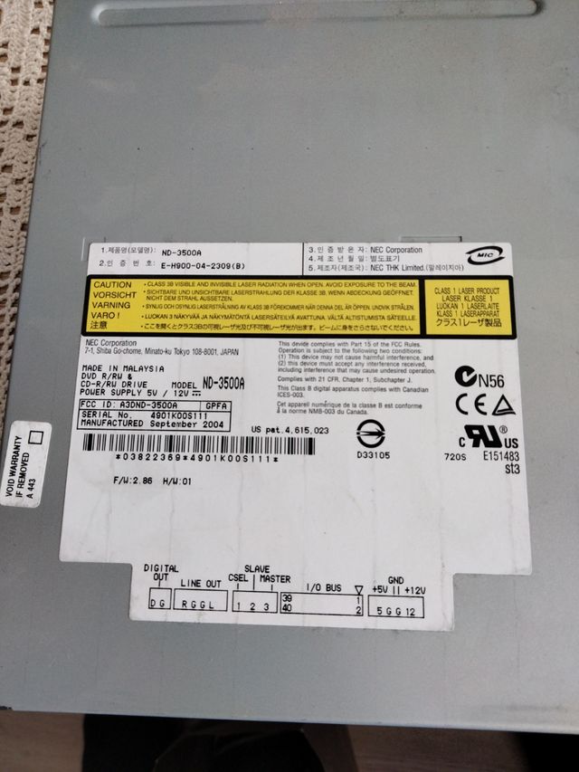 DVD writer IDE model NEC  ND-3500A