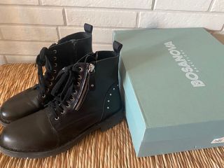 botines negros piel con cordones 