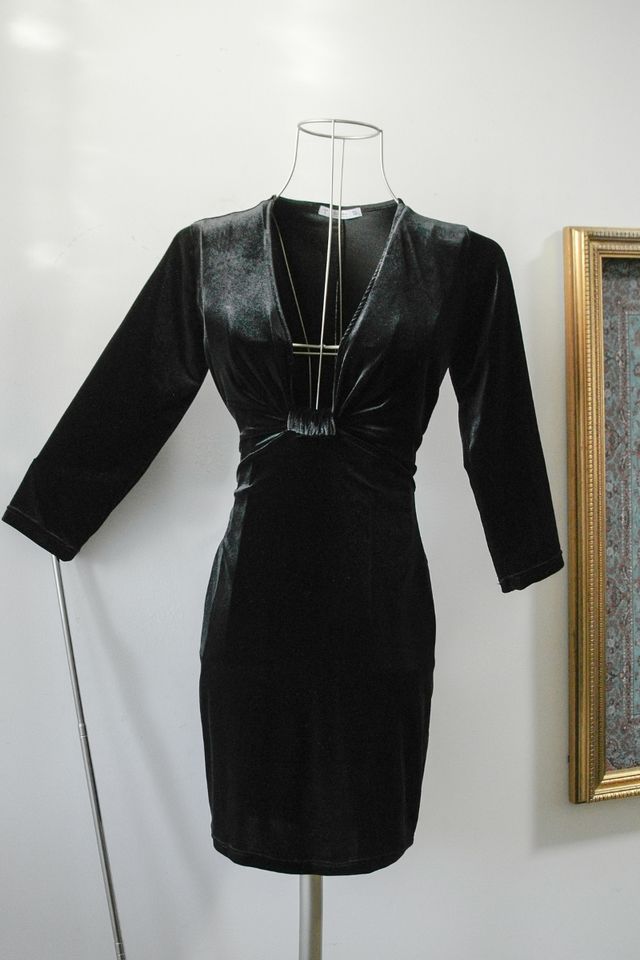 Abito velluto nero scollatissimo L dark