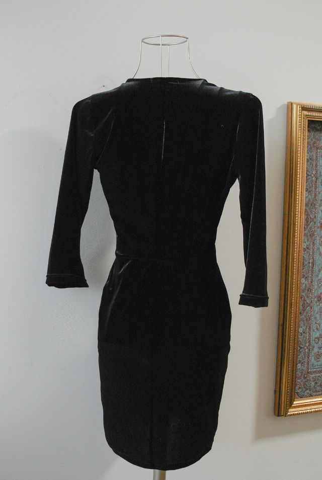 Abito velluto nero scollatissimo L dark