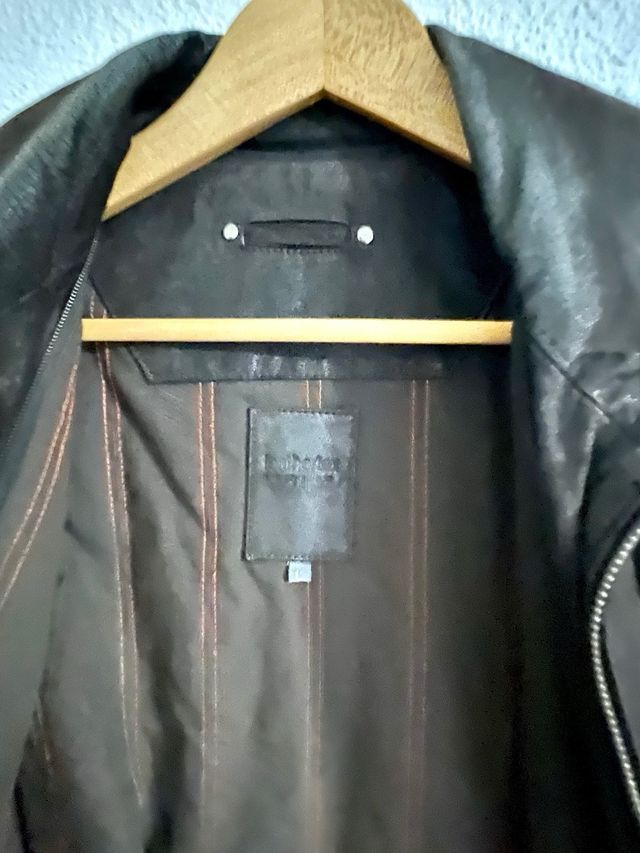 Chaqueta piel hombre marrón