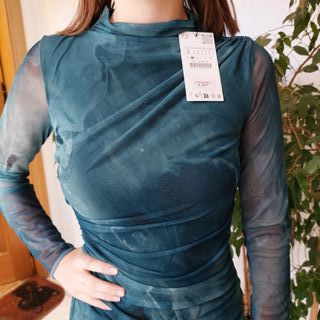 Vestido fiesta tul verde mujer talla S NUEVO ETIQU