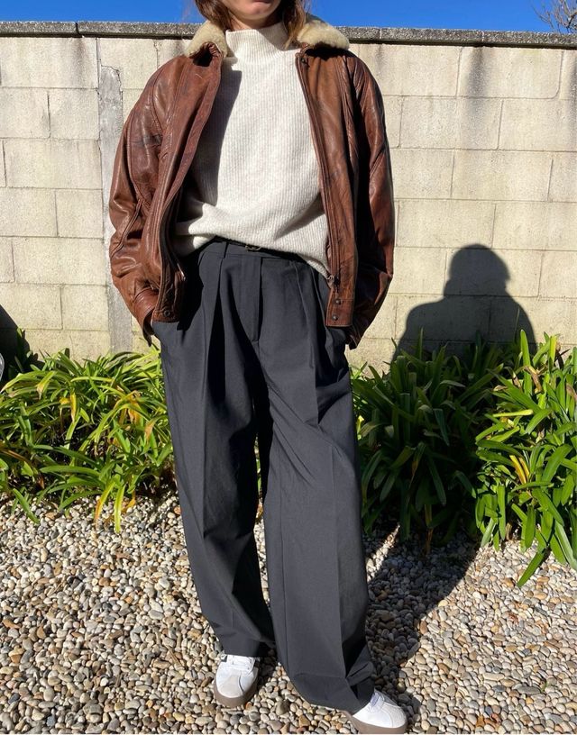 Cazadora de piel vintage mujer