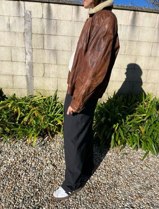 Cazadora de piel vintage mujer