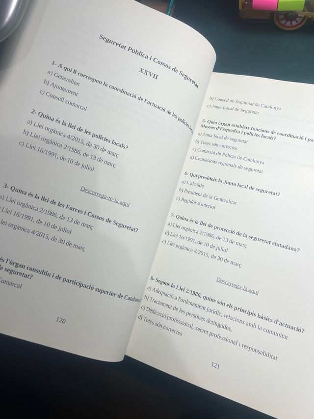 Libros test de Guardia urbana y Mossos