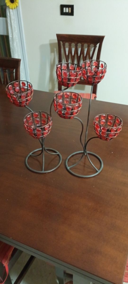 Coppia di Portacandele in ferro battuto