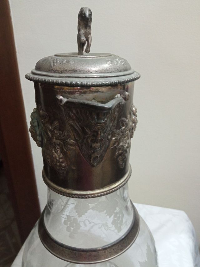 Caraffa di cristallo e Sheffield nuova con cartell