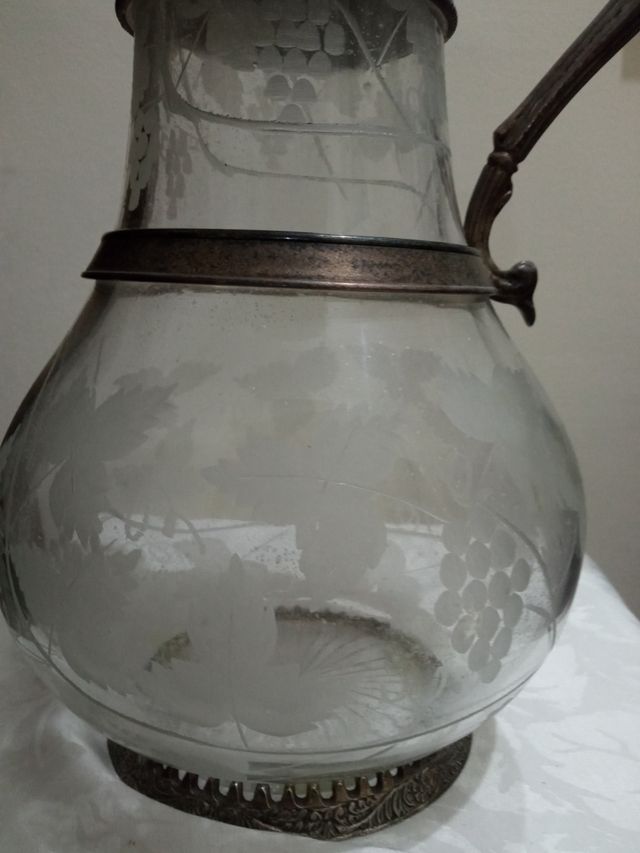 Caraffa di cristallo e Sheffield nuova con cartell