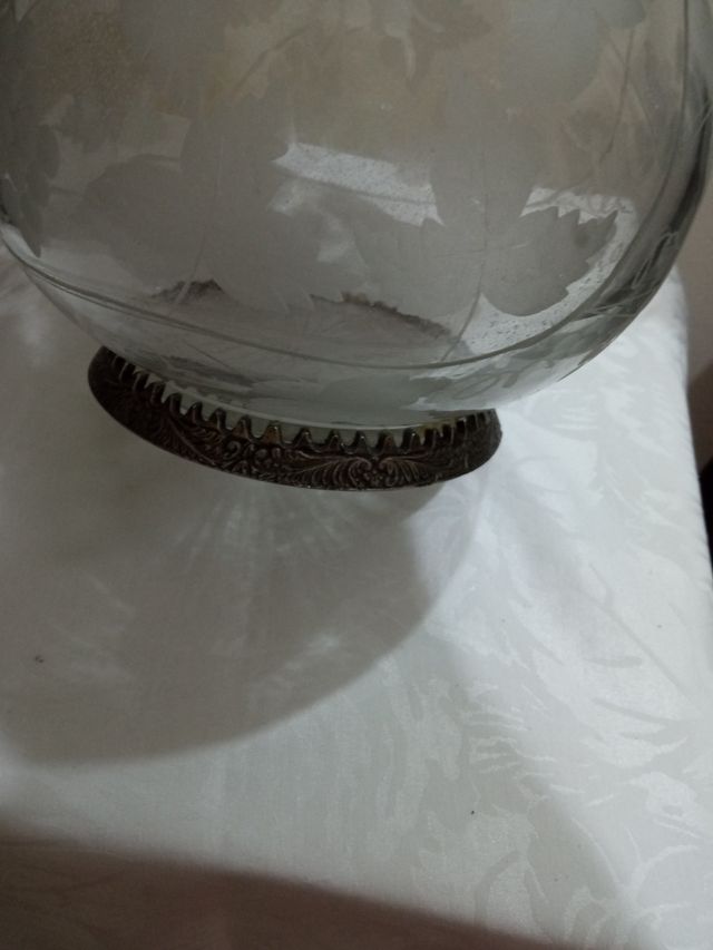 Caraffa di cristallo e Sheffield nuova con cartell