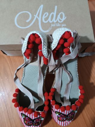 Sandalias cuña esparto mujer