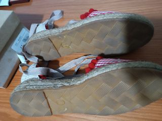Sandalias cuña esparto mujer
