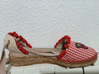 Sandalias cuña esparto mujer
