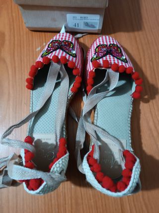 Sandalias cuña esparto mujer