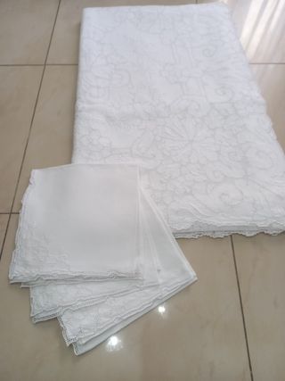 Tovaglia puro Lino ricamata al 500 Vintage 