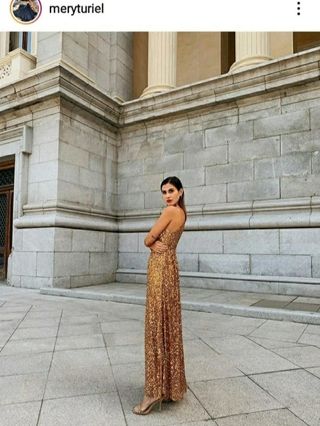 Vestido lentejuelas dorado Zara Talla M nuevo BBC