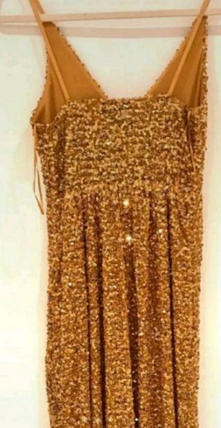 Vestido lentejuelas dorado Zara Talla M nuevo BBC