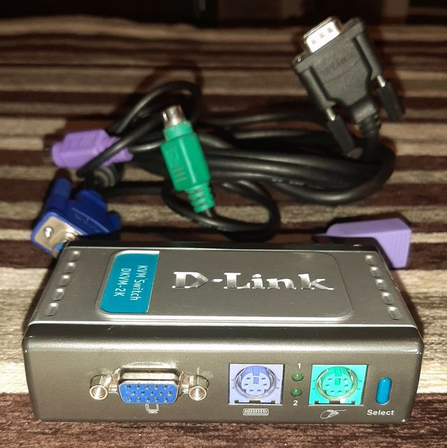 Comutador de teclado, vídeo e rato DKVM-2K de 2 portas