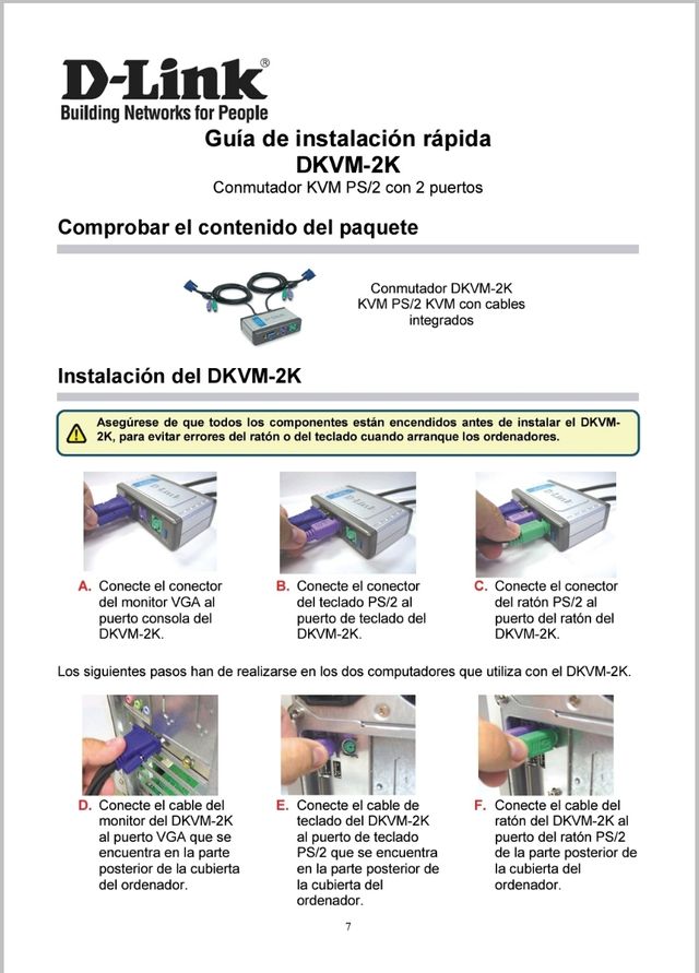 Comutador de teclado, vídeo e rato DKVM-2K de 2 portas