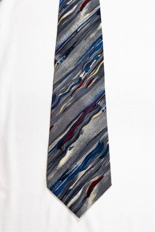 Corbata Ungaro - 100% seda - azul-rojo-gris 