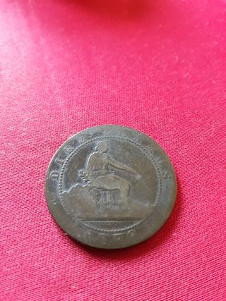  moneda antigua primera República 10 Céntimos 1870