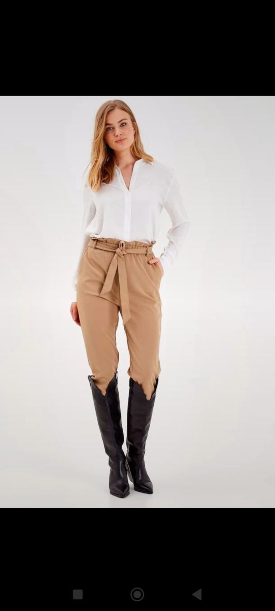 Pantalón paper_bag camel