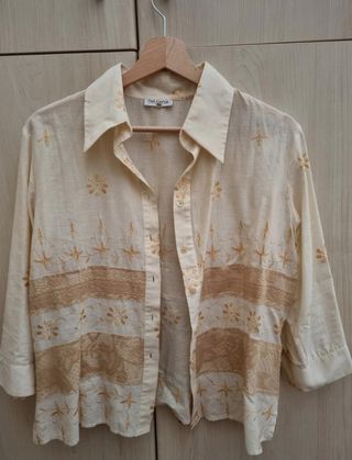 Camisa beige manga francesa