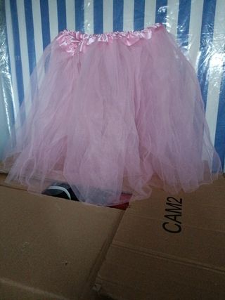 Falda de tul rosa