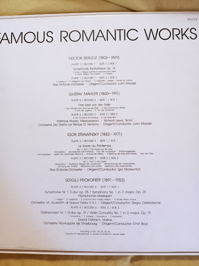 Caja 4 vinilos música clásica