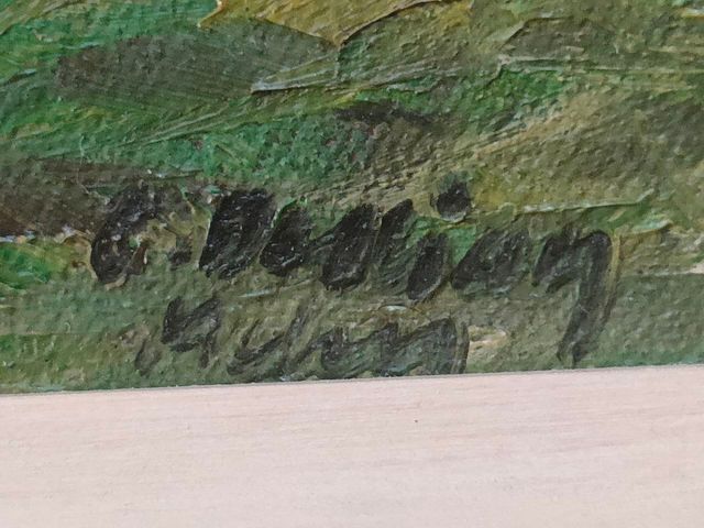 Dipinto di montagna olio su tela con grand cornice