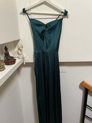 Vestido verde oscuro tirantes largo