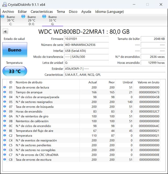 HD 80GB Western Digital WD800BD FUNCIONAL