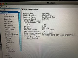 MacBook bianco Intel Core 2 Duo 2,4 GHz