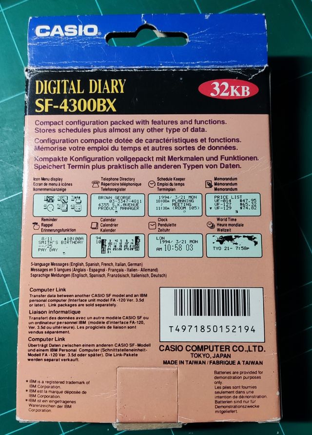 Agenda electrónica Casio SF-4300BF