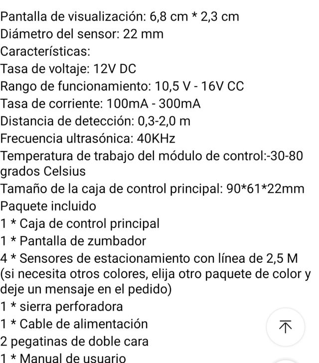 Sensor de aparcamiento con pantalla