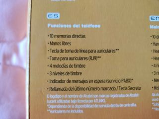 TELEFONO ALCATEL TEMPORIS 380 NEGRO FIJO MANOS LIB