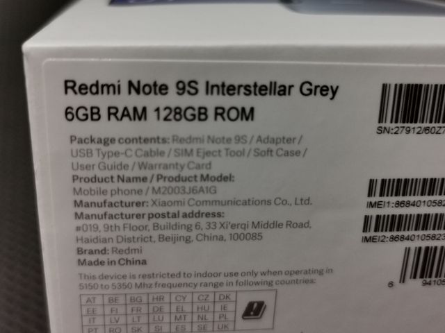 Redmi Note 9s 6/128gb