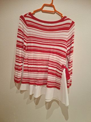 Jersey punto fino rojo y blanco