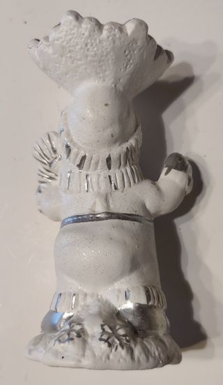 Candela natalizia con pupazzo di neve in ceramica