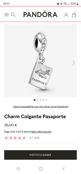 Charm Pasaporte Pandora
