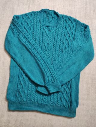 Maglione girocollo turchese vintage
