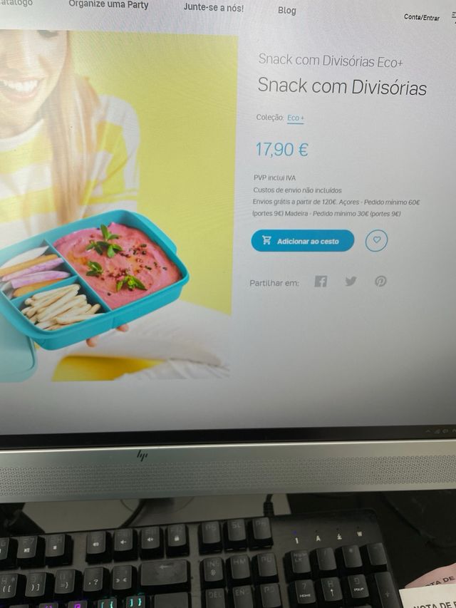 caixa snack com divisórias tupperware
