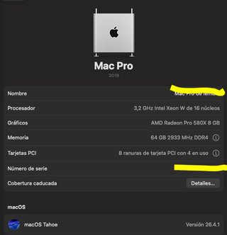 Apple Mac Pro (64RAM, AMD Radeon Pro 580X 8 GB)