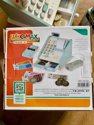 Caja Registradora de Juguete de Madera con Dinero