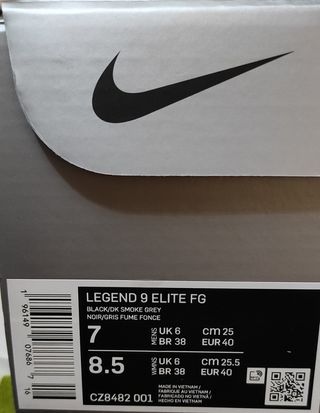 Nike TIEMPO LEGEND 9 ÉLITE (T 40) FG(PIEL NATURAL)