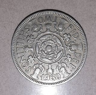 Moneta da 2 scellini inglesi del 1960